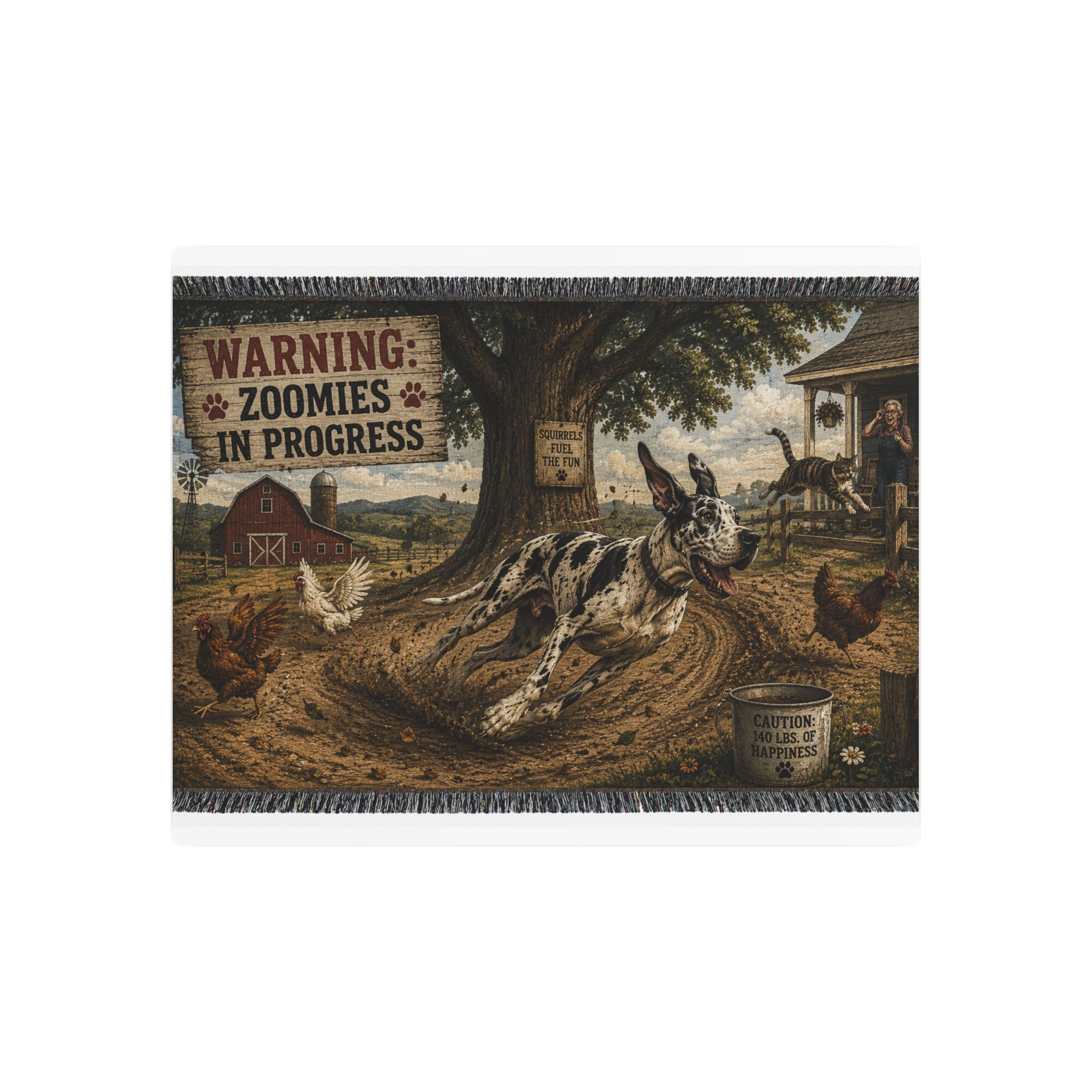 Metal Art Sign - "Warning: Zoomies in Progress" Farm Great Dane  Metal Wall Art
