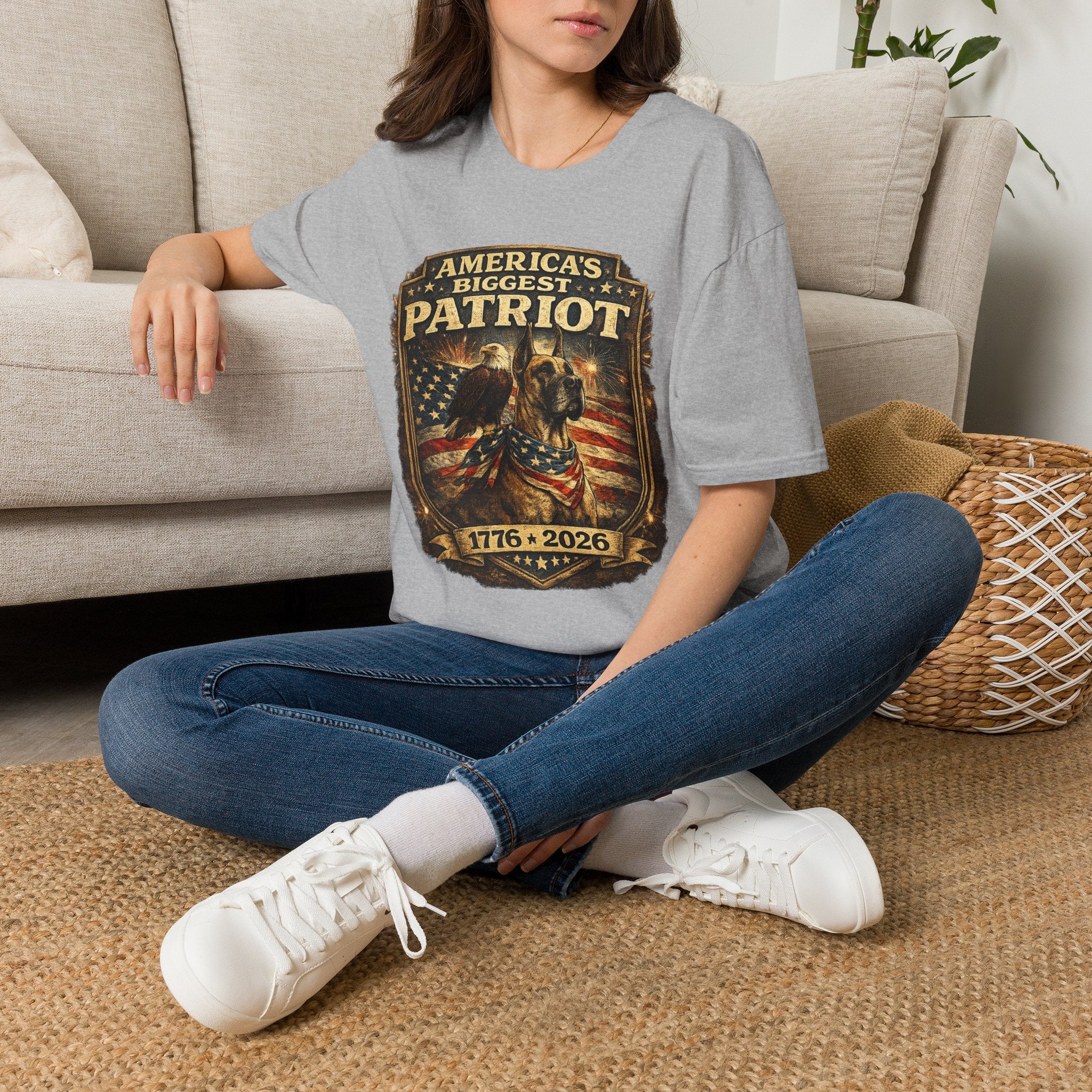 Patriot T-Shirt — Great Dane 1776–2026 Vintage Eagle Flag Tee