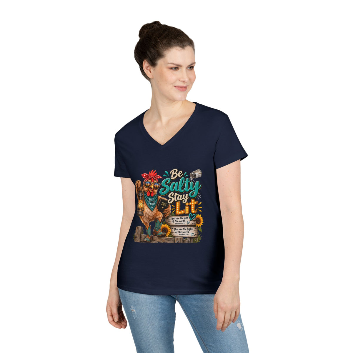 Be Salty Stay Lit Chicken V-Neck Tee