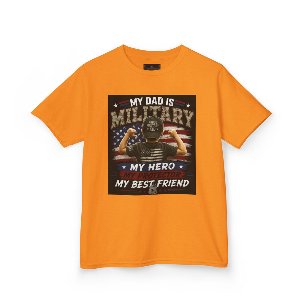 Kids Tee — "My Dad Is Military" Patriotic Hero Shirt