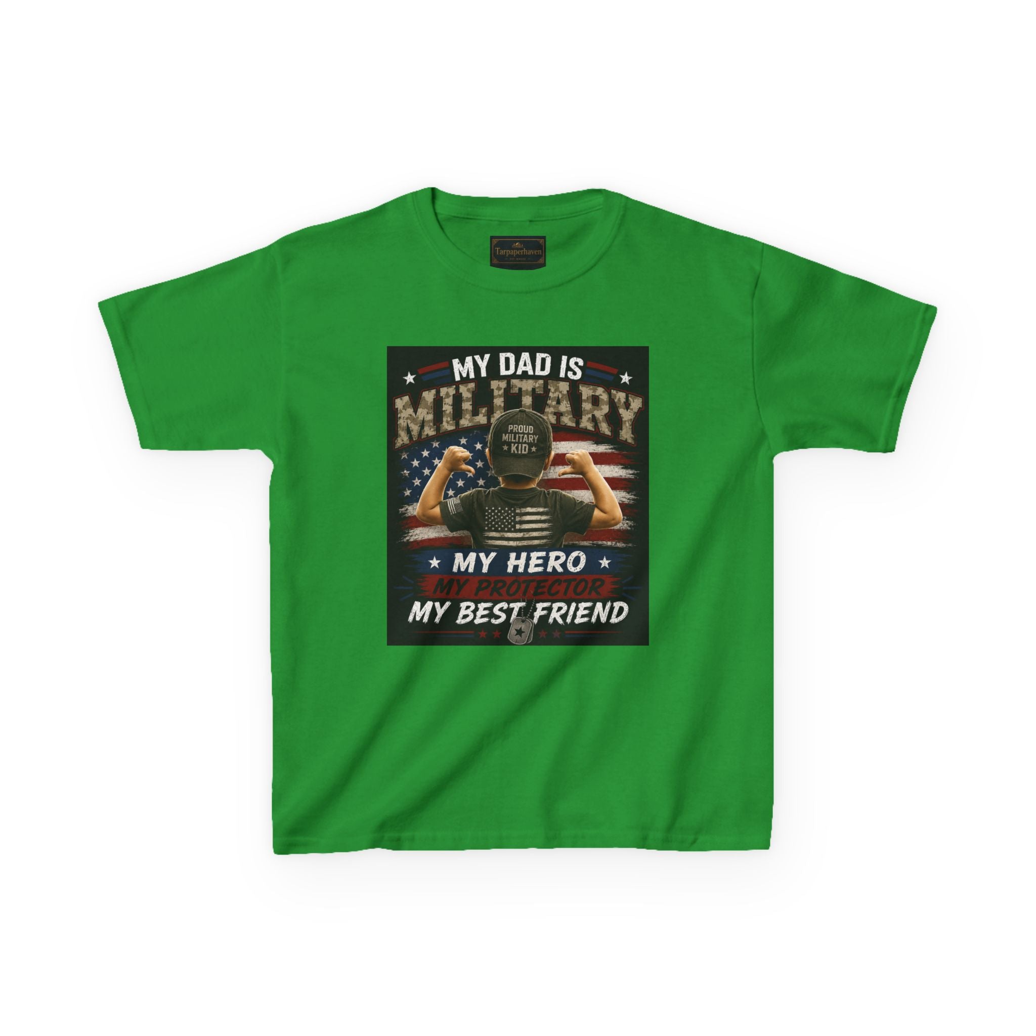 Kids Tee — "My Dad Is Military" Patriotic Hero Shirt
