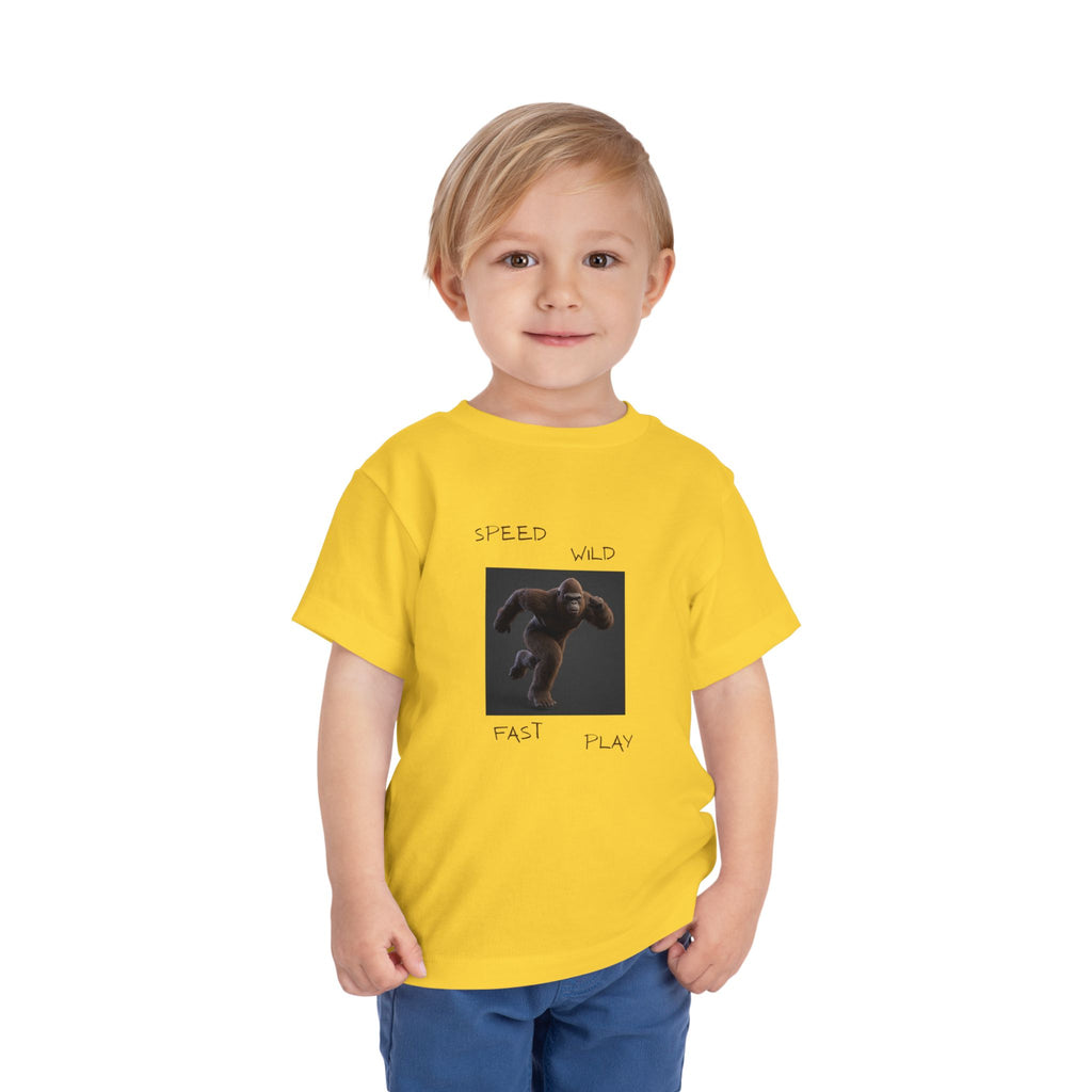 Toddler Tee — 'Speed Wild Fast Play' Running SasquatchGraphic