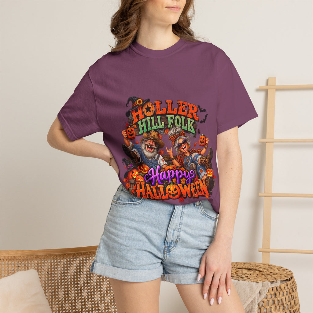 Halloween Holler Hill Folk T-Shirt — "Happy Halloween" Vintage Horror Design