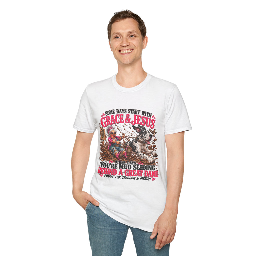 Great Dane Christian Mud Slide  Funny Graphic Tee