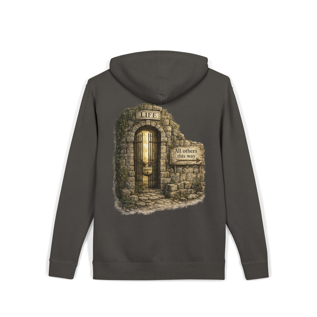 Faith Over Fear Hoodie — 'The Narrow Path Vintage Graphic Pigment-Dyed Hoodie