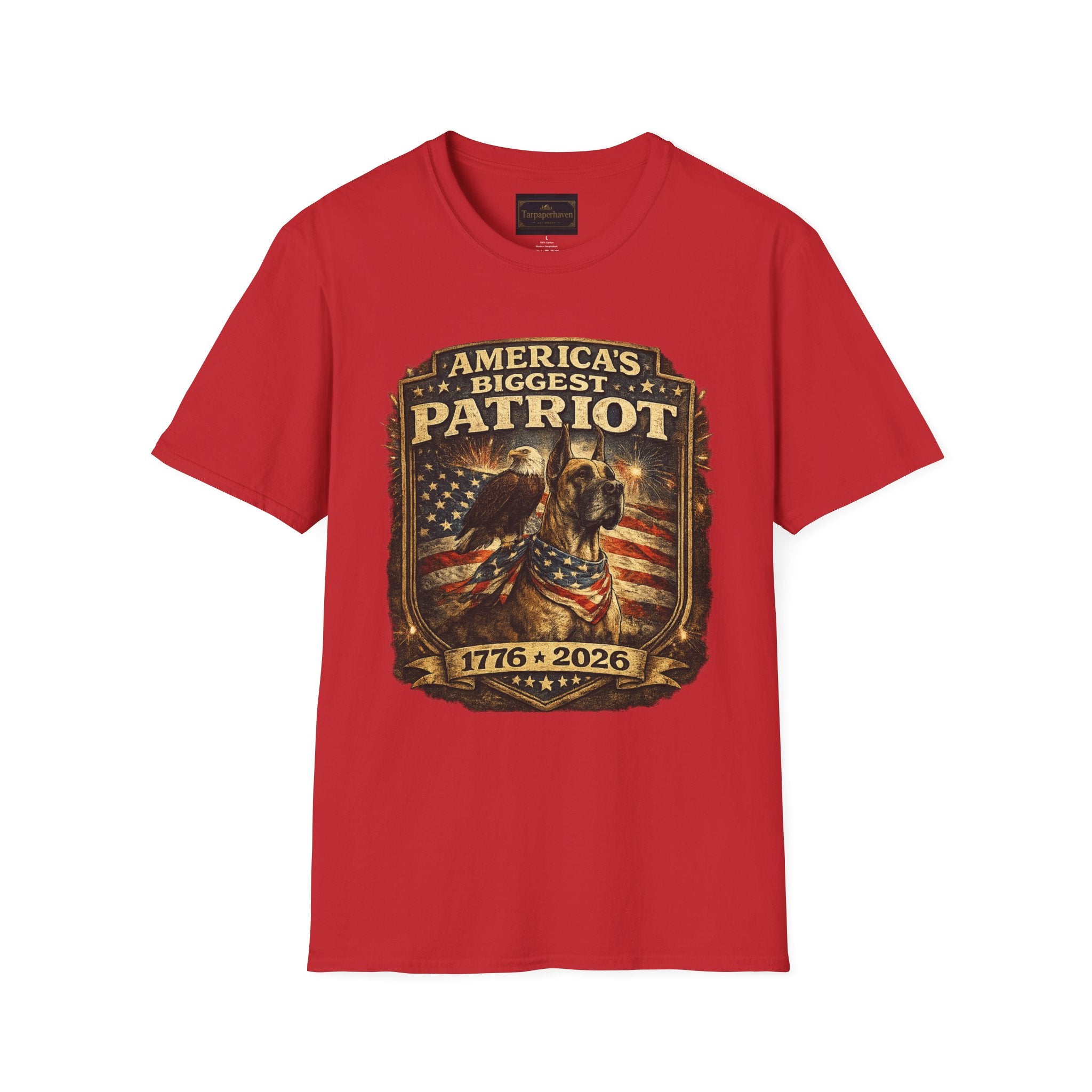 Patriot T-Shirt — Great Dane 1776–2026 Vintage Eagle Flag Tee