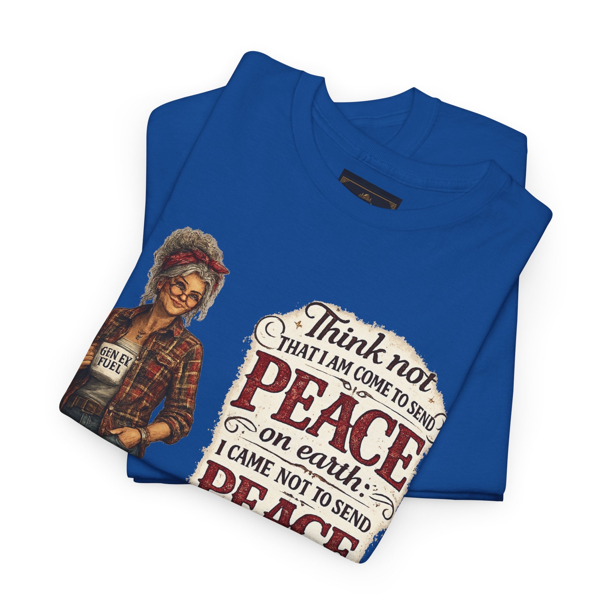 Christian Faith Tee — "I Come Not to Send Peace but a Sword" Matthew 10:34 Graphic Shirt