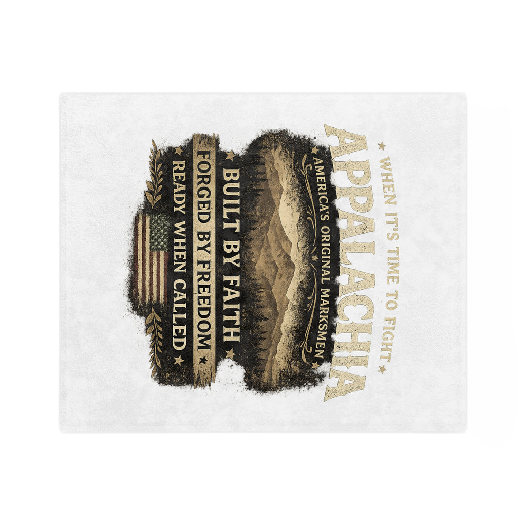 Appalachia Microfiber Blanket – "Built by Faith, Forged by Freedom" Rustic Mountain Throw