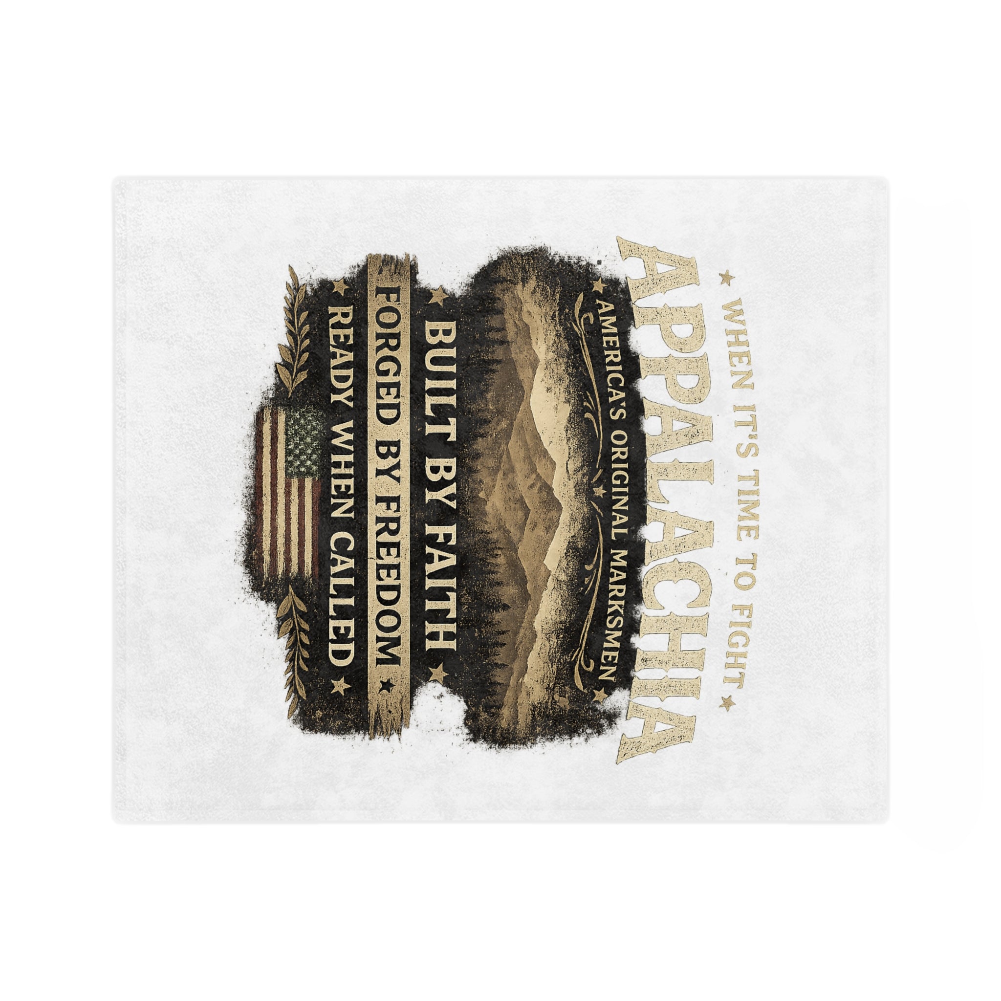 Appalachia Microfiber Blanket – "Built by Faith, Forged by Freedom" Rustic Mountain Throw