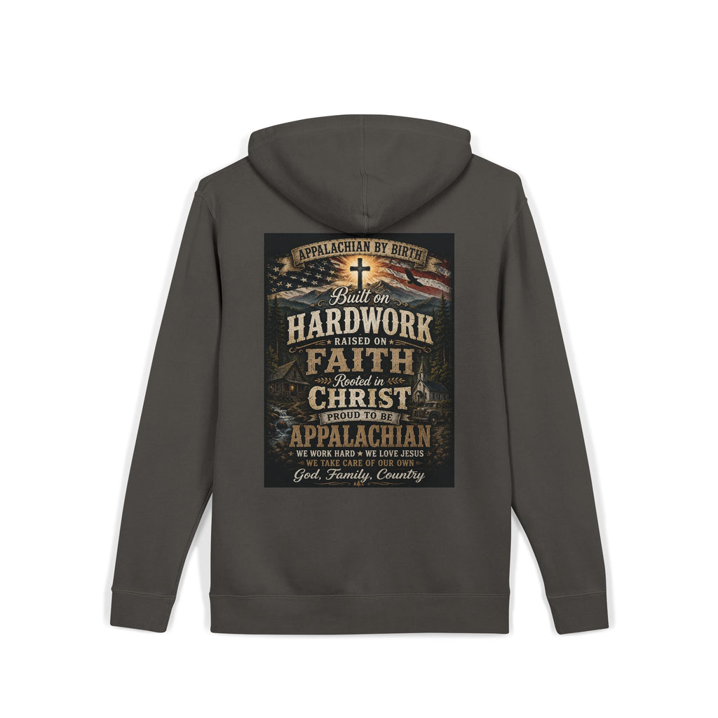 Appalachian Faith Hoodie — "Too Country to Care" Pigment-Dyed Pullover