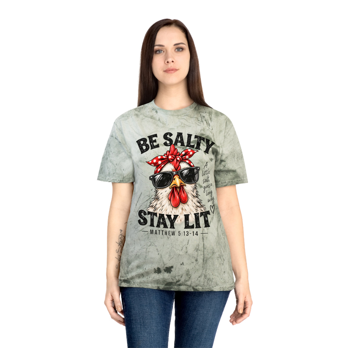 Be Salty Stay Lit Chicken Tee — Christian Faith Graphic T-Shirt