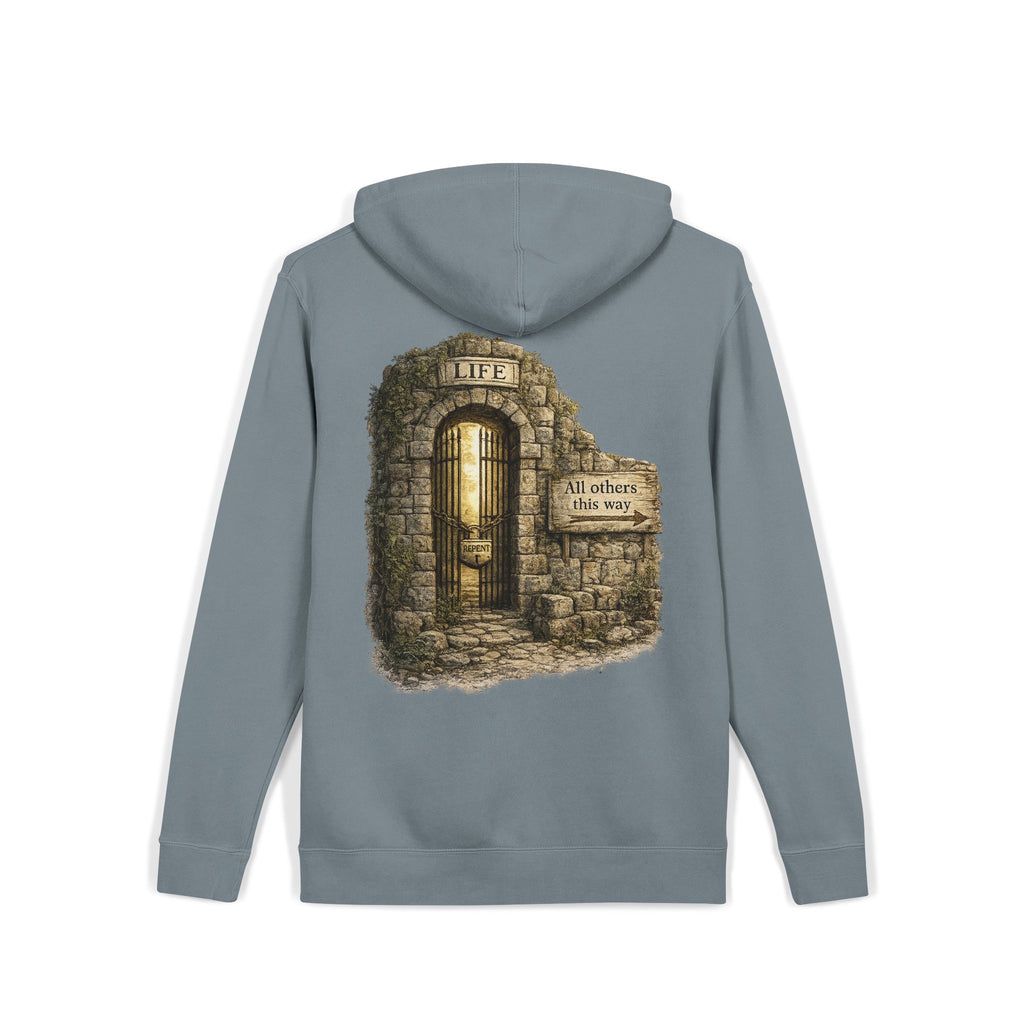 Faith Over Fear Hoodie — 'The Narrow Path Vintage Graphic Pigment-Dyed Hoodie