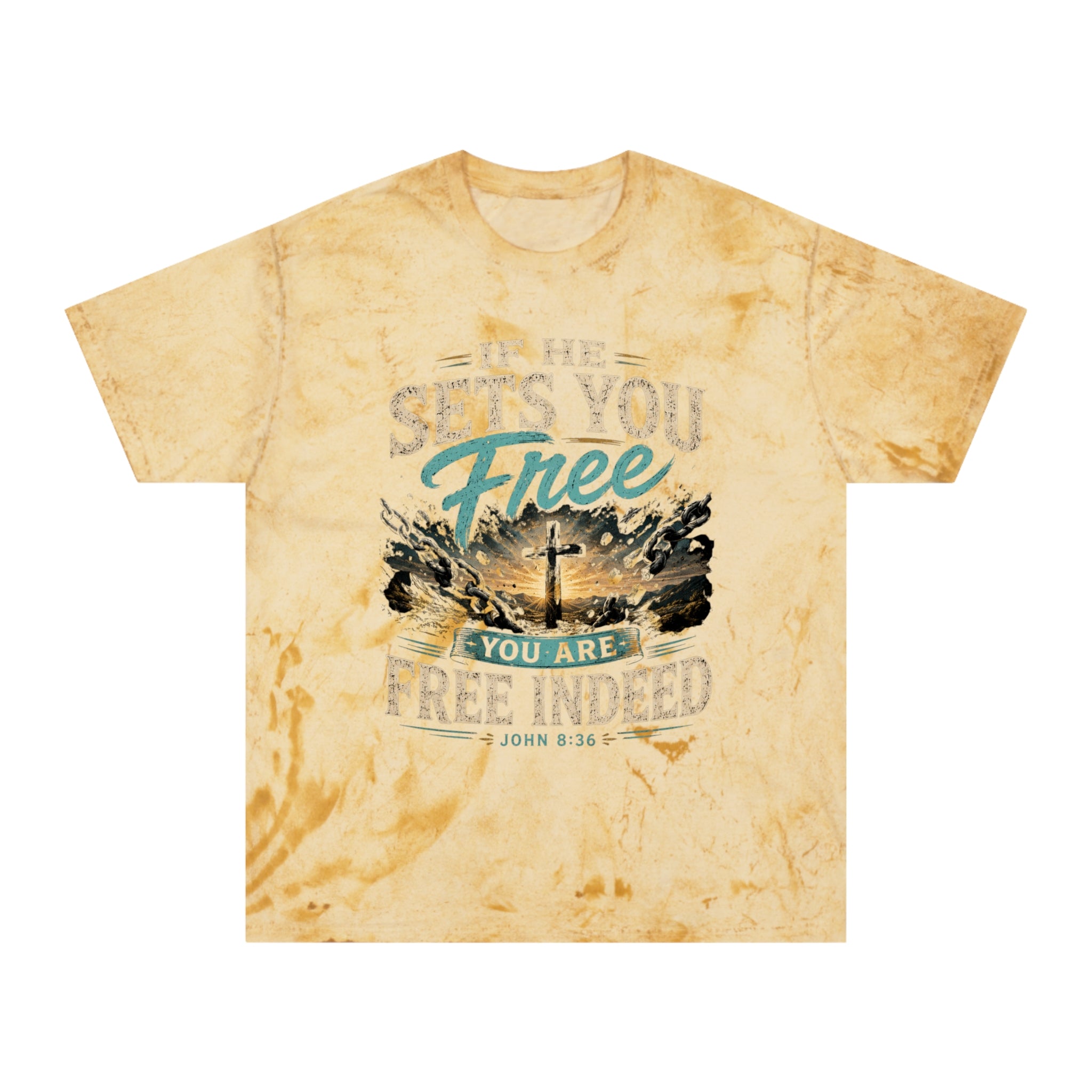 Christian Freedom Tee — "If He Sets You Free" Scripture T-Shirt