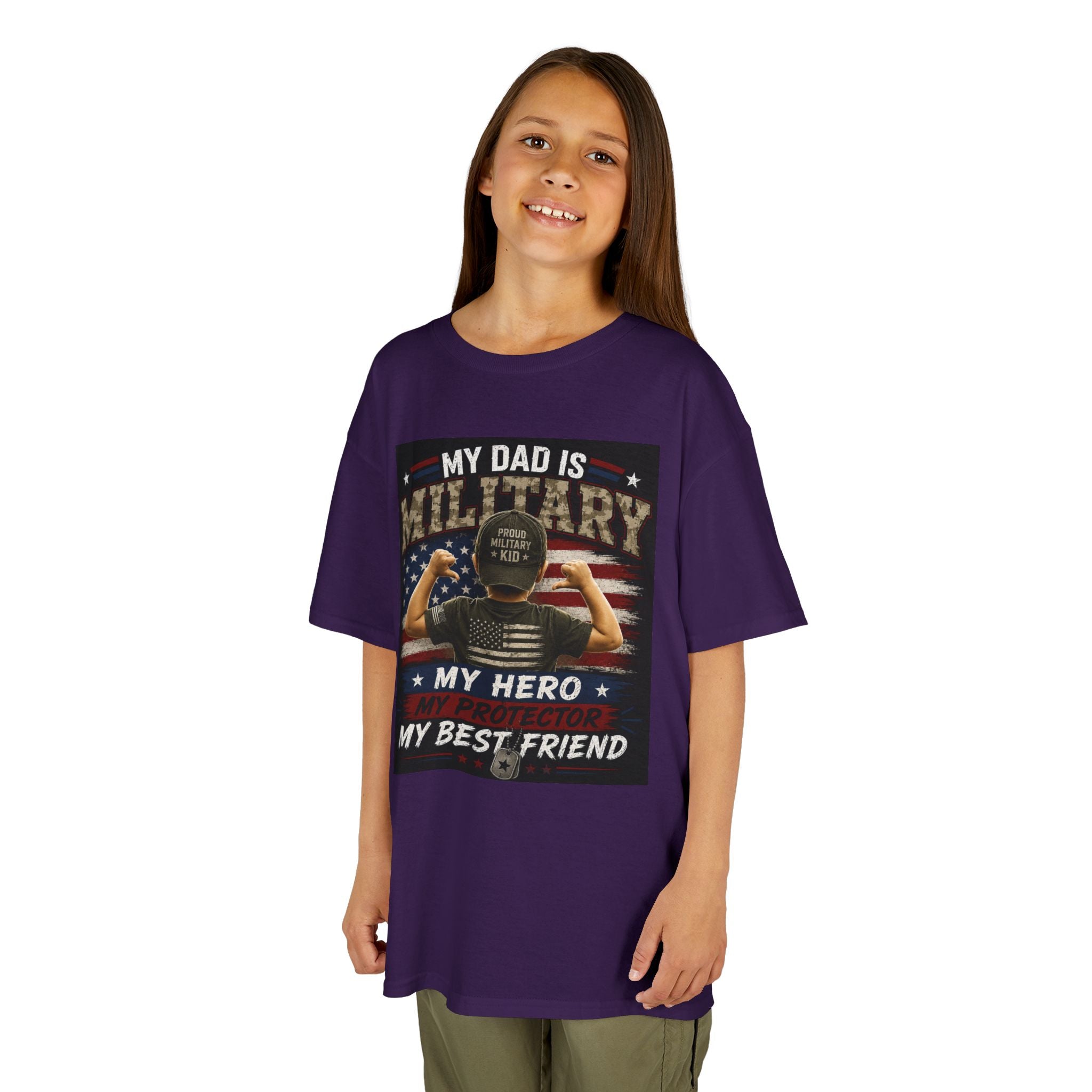 Kids Tee — "My Dad Is Military" Patriotic Hero Shirt