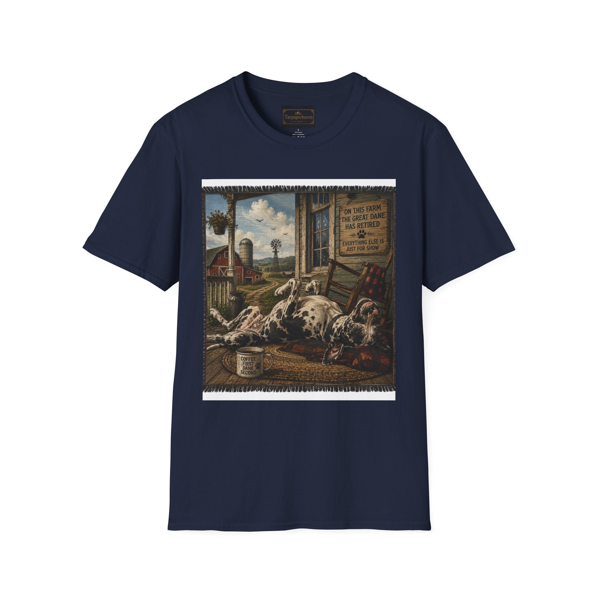 Great Dane Sleeping   Farmhouse Art T‑Shirt