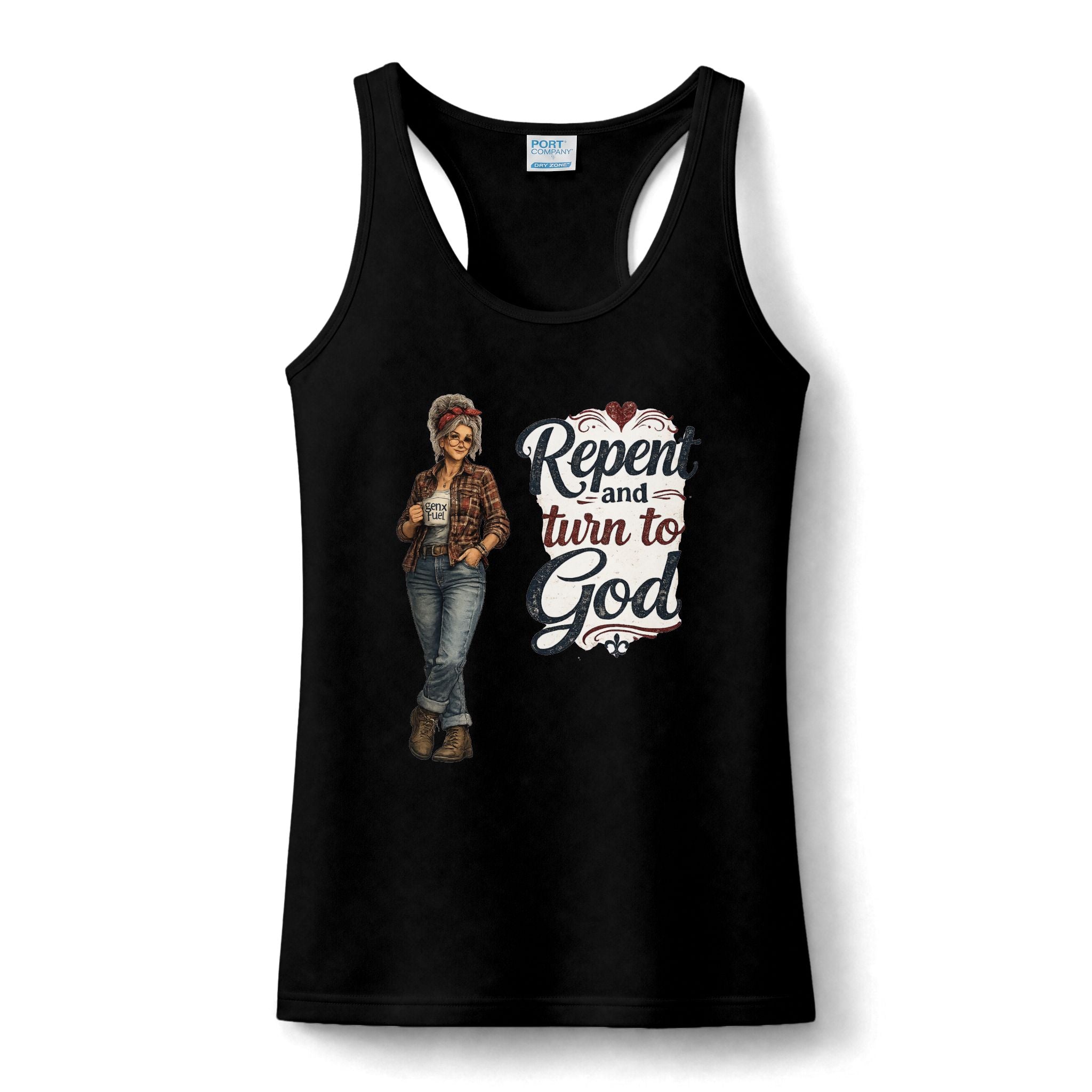 Religious Tank Top - "Repent and Turn to God" Christian Women's Racerback