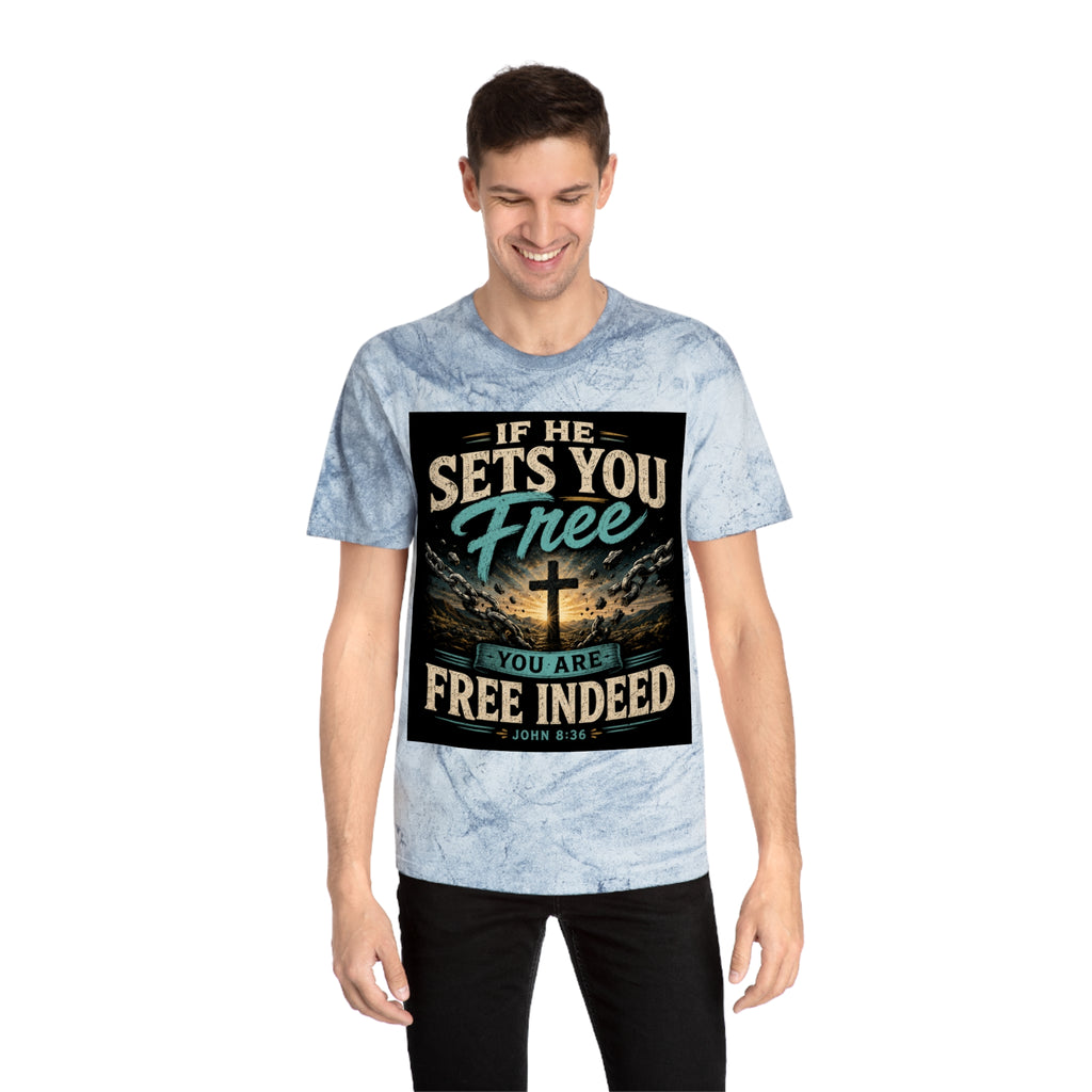 Christian Freedom Tee — "If He Sets You Free" Scripture T-Shirt