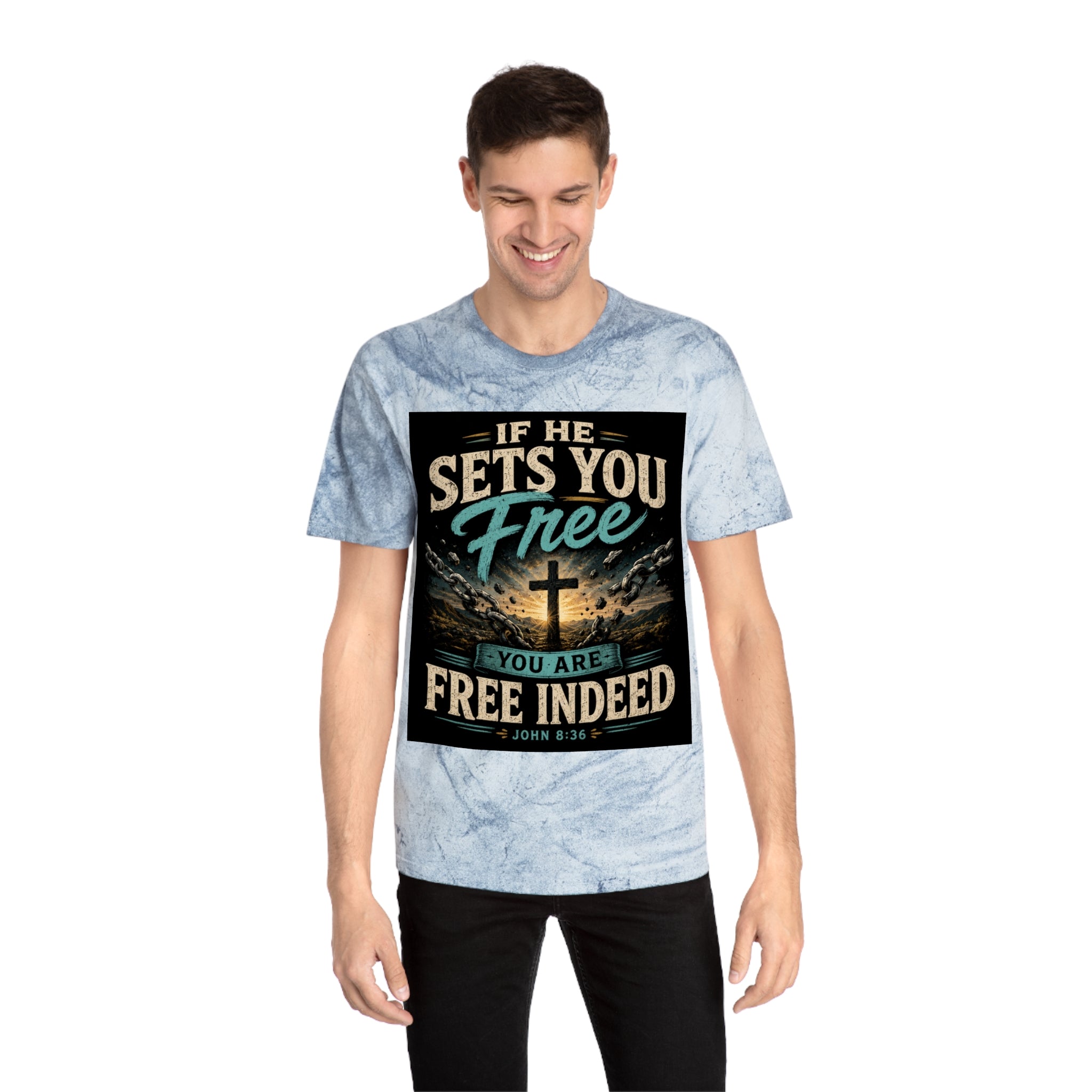 Christian Freedom Tee — "If He Sets You Free" Scripture T-Shirt