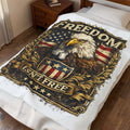 Freedom Isn't Free Velveteen Plush Blanket — Patriotic Eagle Throw for Veterans, Memorial Day & 4th of July