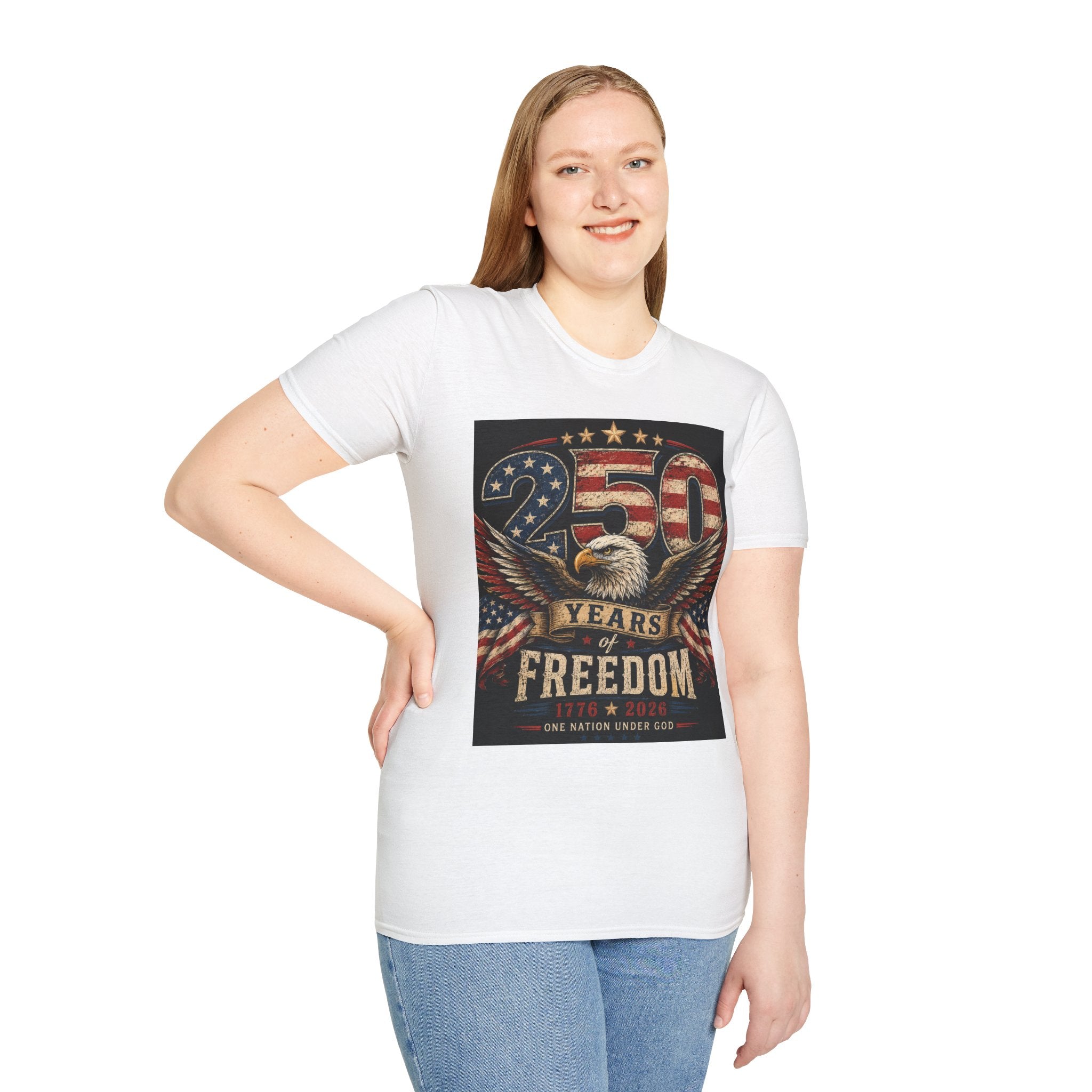 Patriotic 250 Years Freedom T-Shirt — American Flag Eagle Anniversary Tee