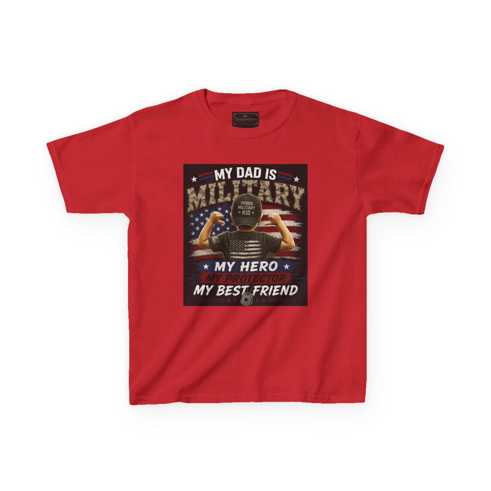 Kids Tee — "My Dad Is Military" Patriotic Hero Shirt