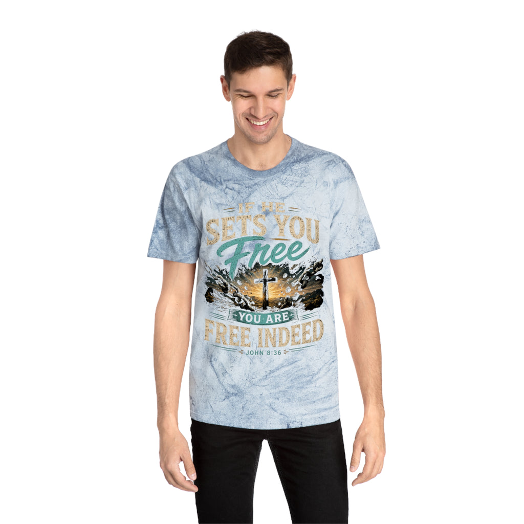 Christian Freedom Tee — "If He Sets You Free" Scripture T-Shirt