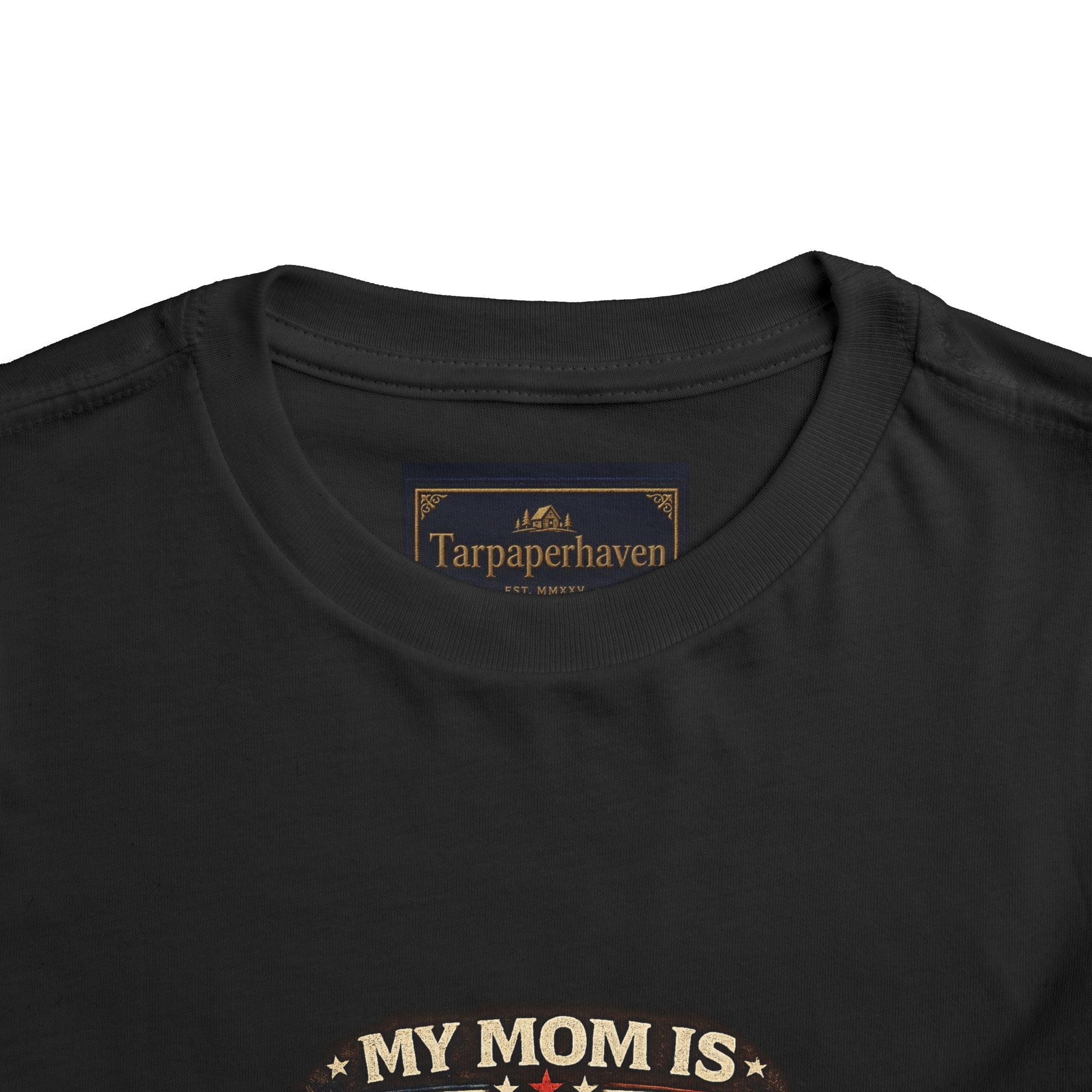Toddler Tee "My Mom is Military - Strong Beautiful Hero" | Patriotic Kids Shirt