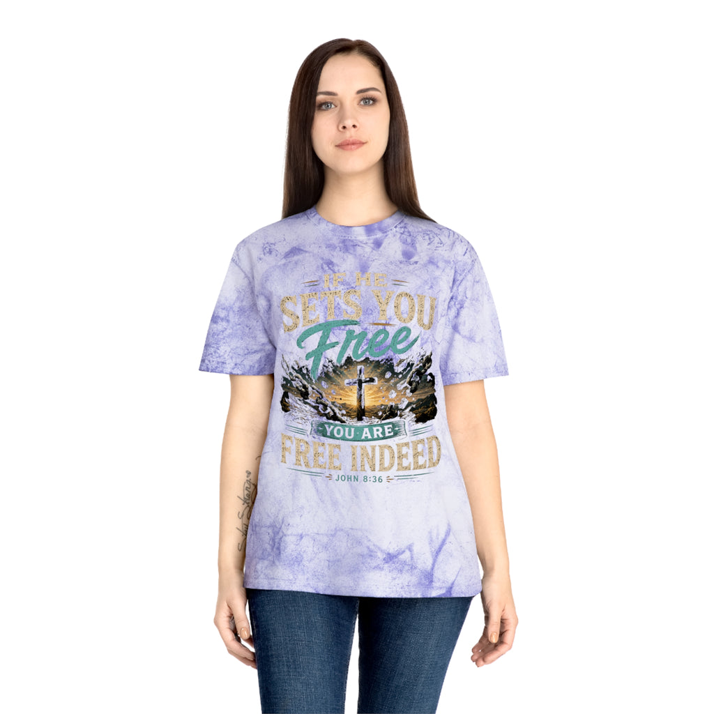 Christian Freedom Tee — "If He Sets You Free" Scripture T-Shirt