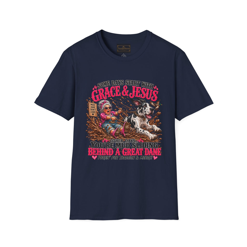 Great Dane Christian Mud Slide  Funny Graphic Tee