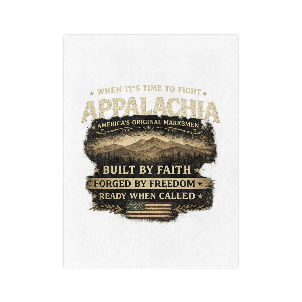 Appalachia Microfiber Blanket – "Built by Faith, Forged by Freedom" Rustic Mountain Throw