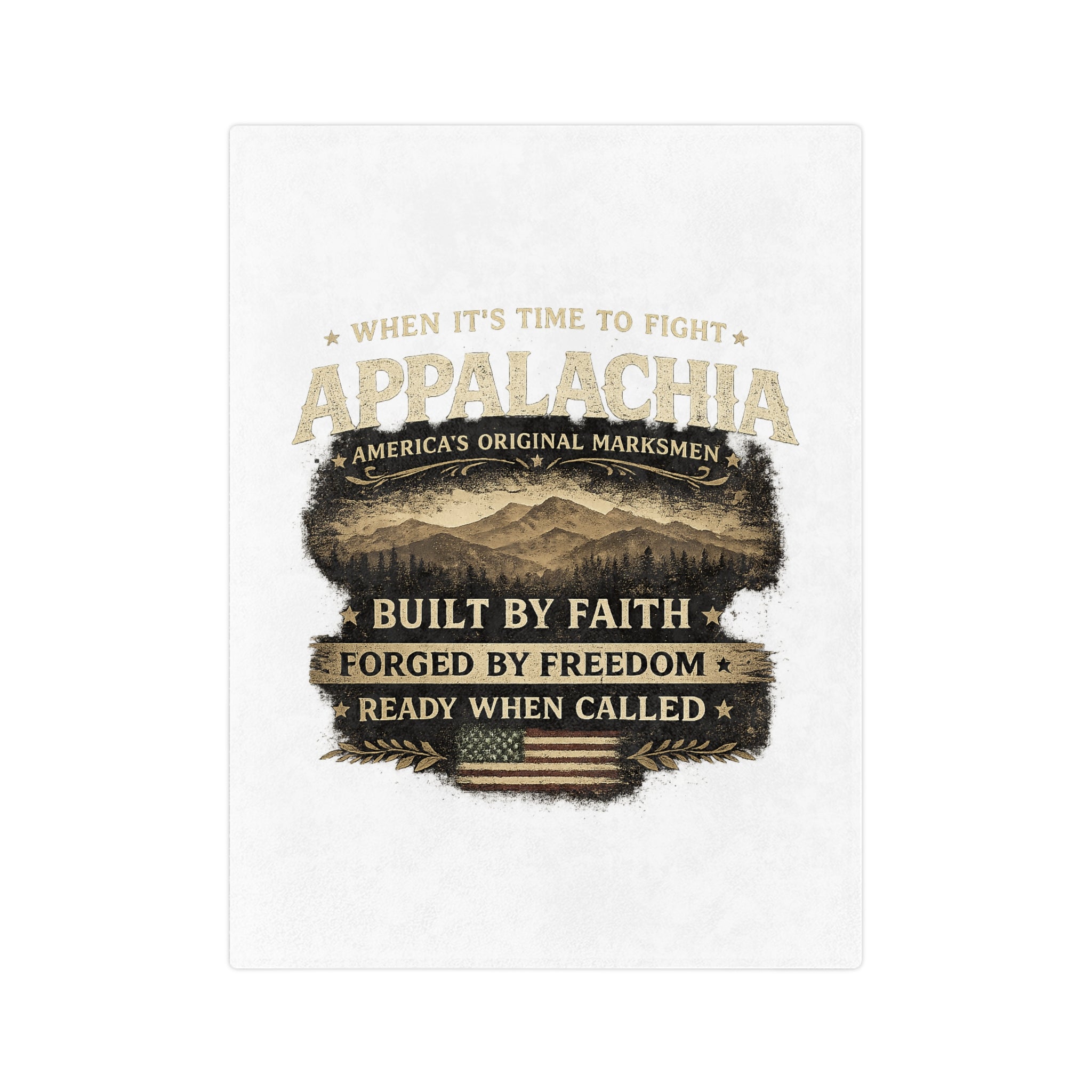 Appalachia Microfiber Blanket – "Built by Faith, Forged by Freedom" Rustic Mountain Throw