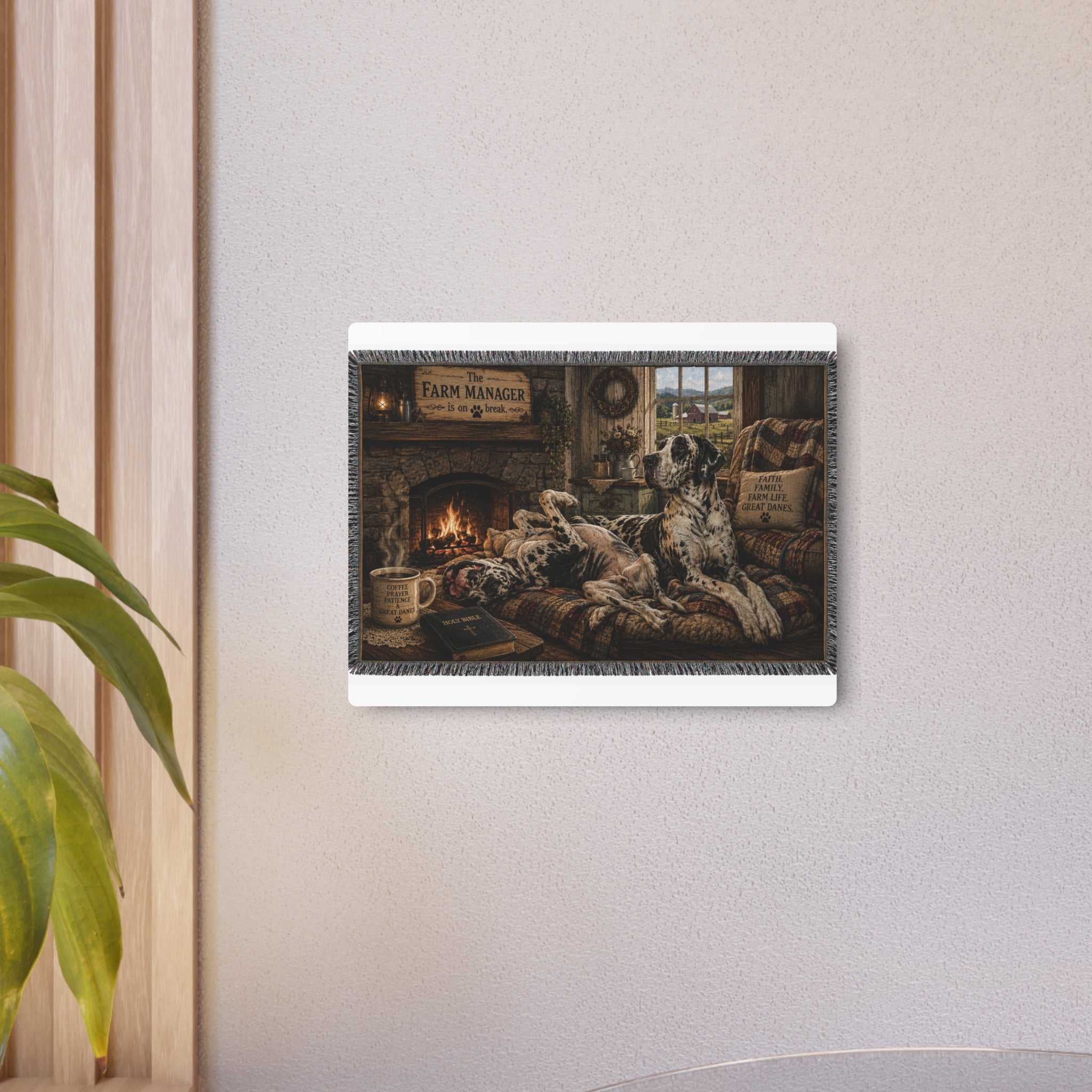 Metal Sign — Cozy Farmhouse Great Dane Scene