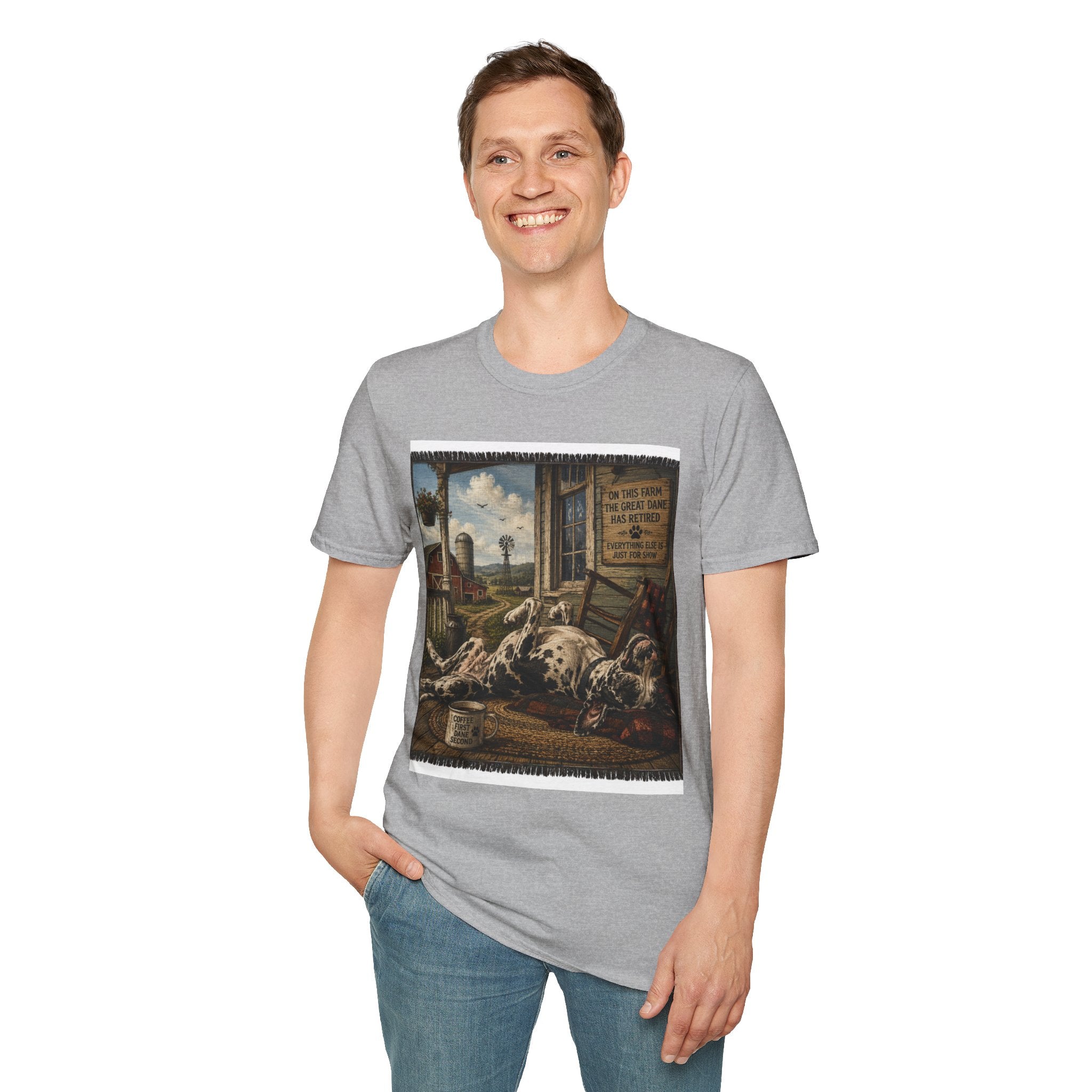 Great Dane Sleeping   Farmhouse Art T‑Shirt