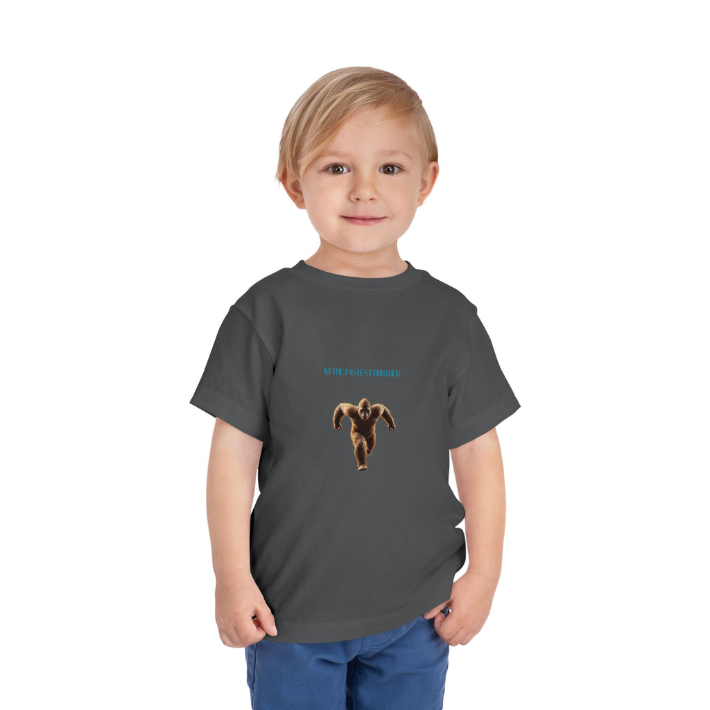 Toddler Tee with Running Sasquatch Print — Kids Shirt