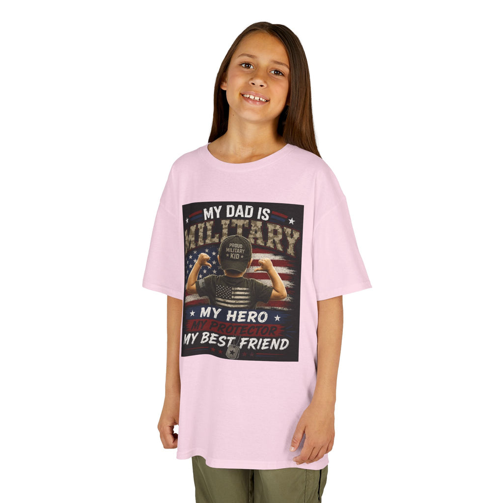 Kids Tee — "My Dad Is Military" Patriotic Hero Shirt