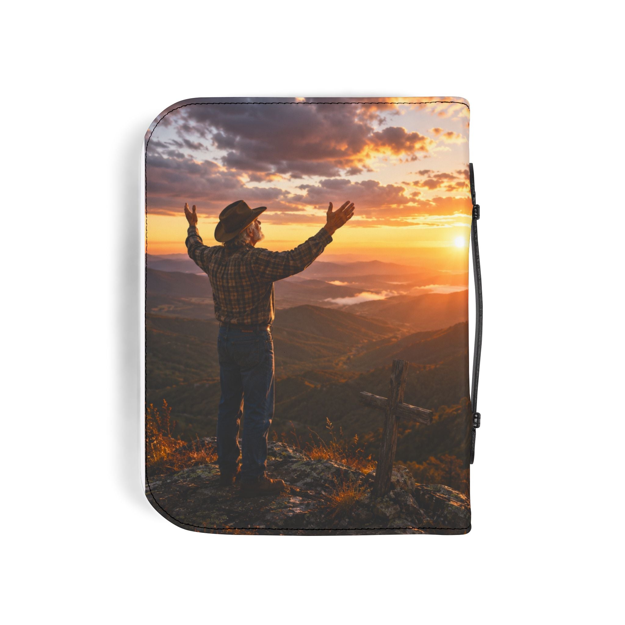 Bible Cover — "I Will Praise the Lord"For Him  Zippered Bible Case with Worship Sunrise Design