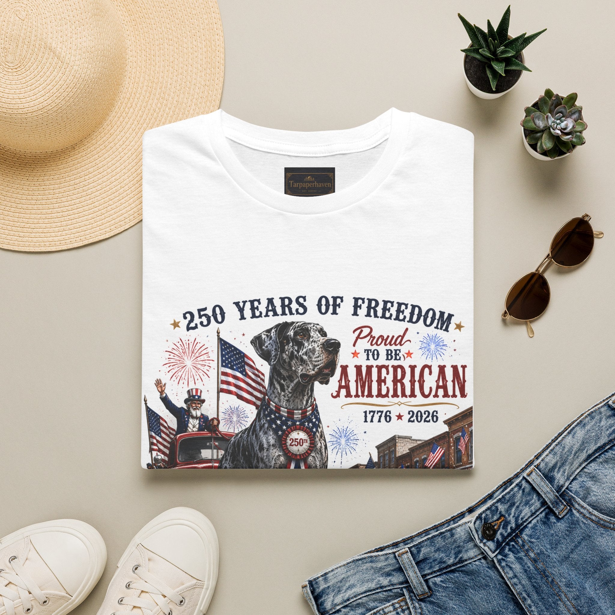 250th Great Dane T-Shirt — 1776–2026 Patriotic Tee