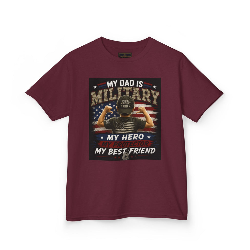 Kids Tee — "My Dad Is Military" Patriotic Hero Shirt