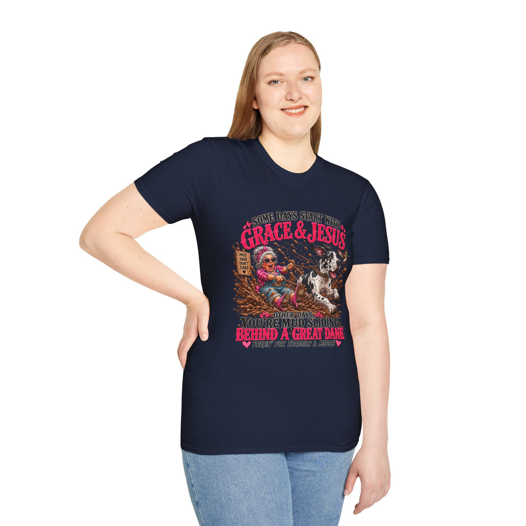 Great Dane Christian Mud Slide  Funny Graphic Tee