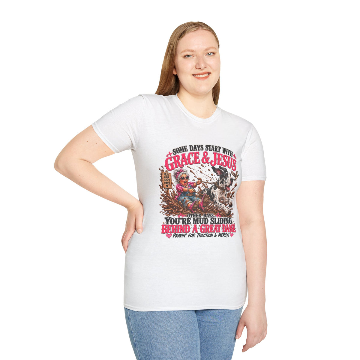 Great Dane Christian Mud Slide  Funny Graphic Tee