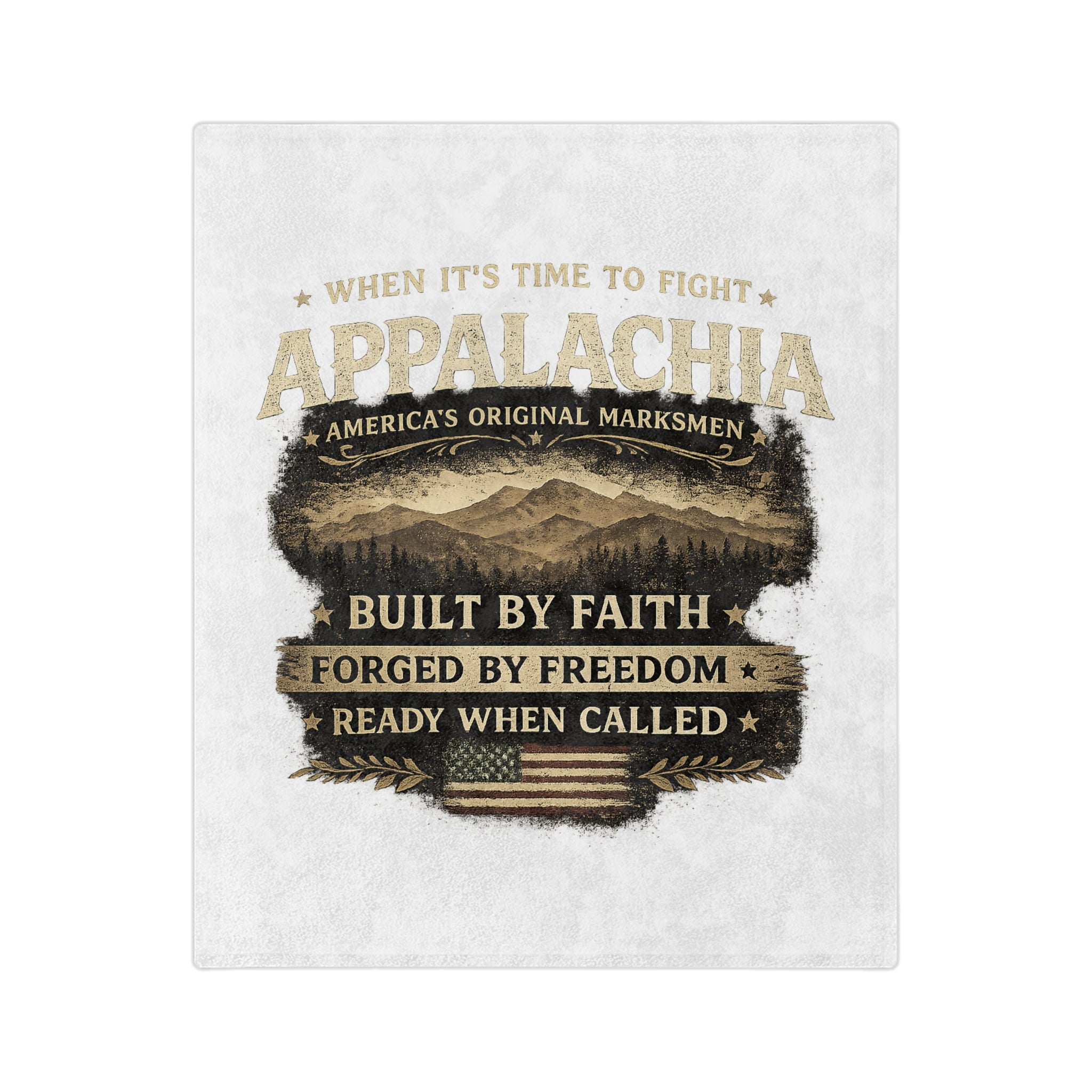 Appalachia Microfiber Blanket – "Built by Faith, Forged by Freedom" Rustic Mountain Throw
