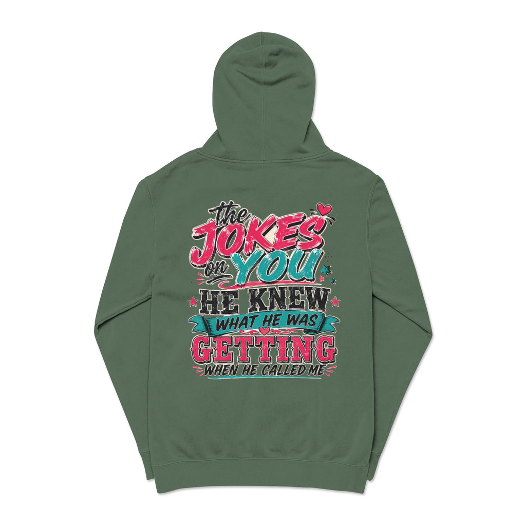 Pigment-Dyed Hoodie — "The Jokes on You" Retro Graphic Pullover