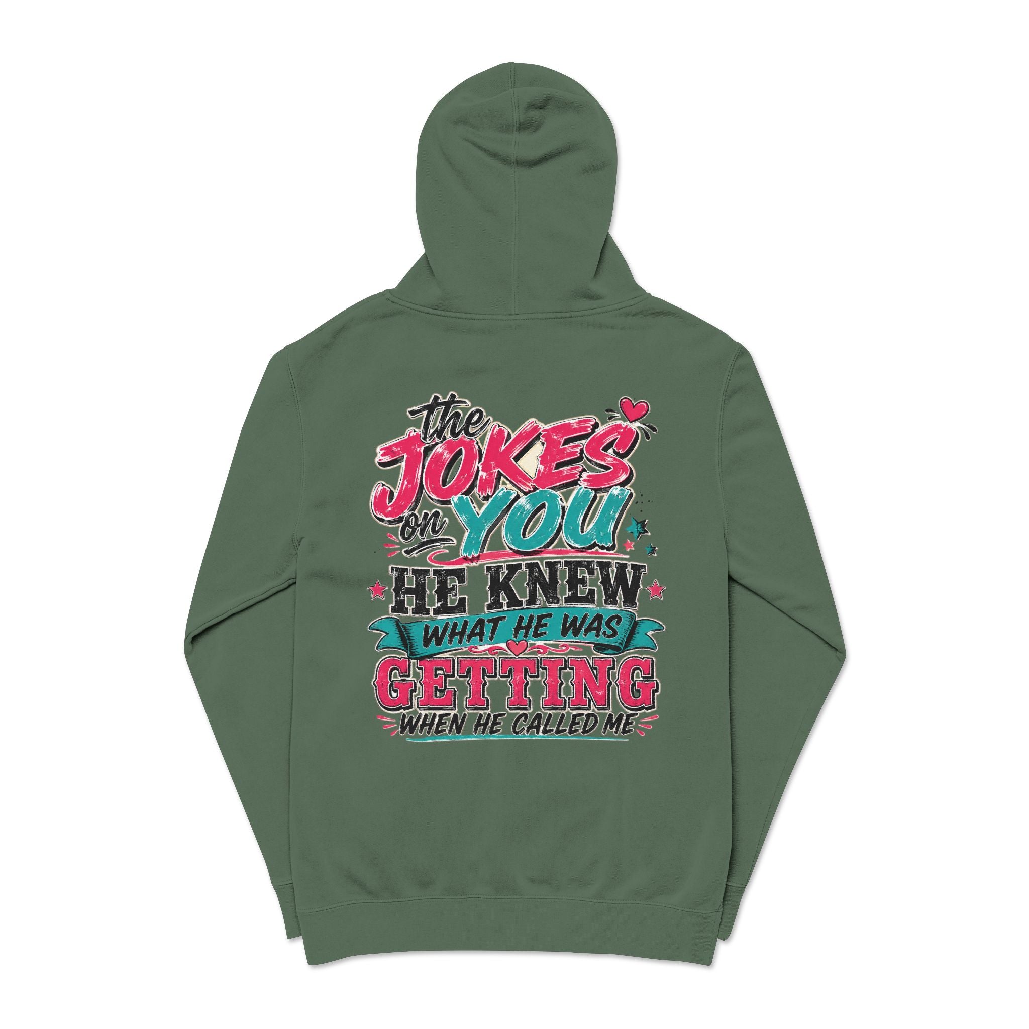 Pigment-Dyed Hoodie — "The Jokes on You" Retro Graphic Pullover