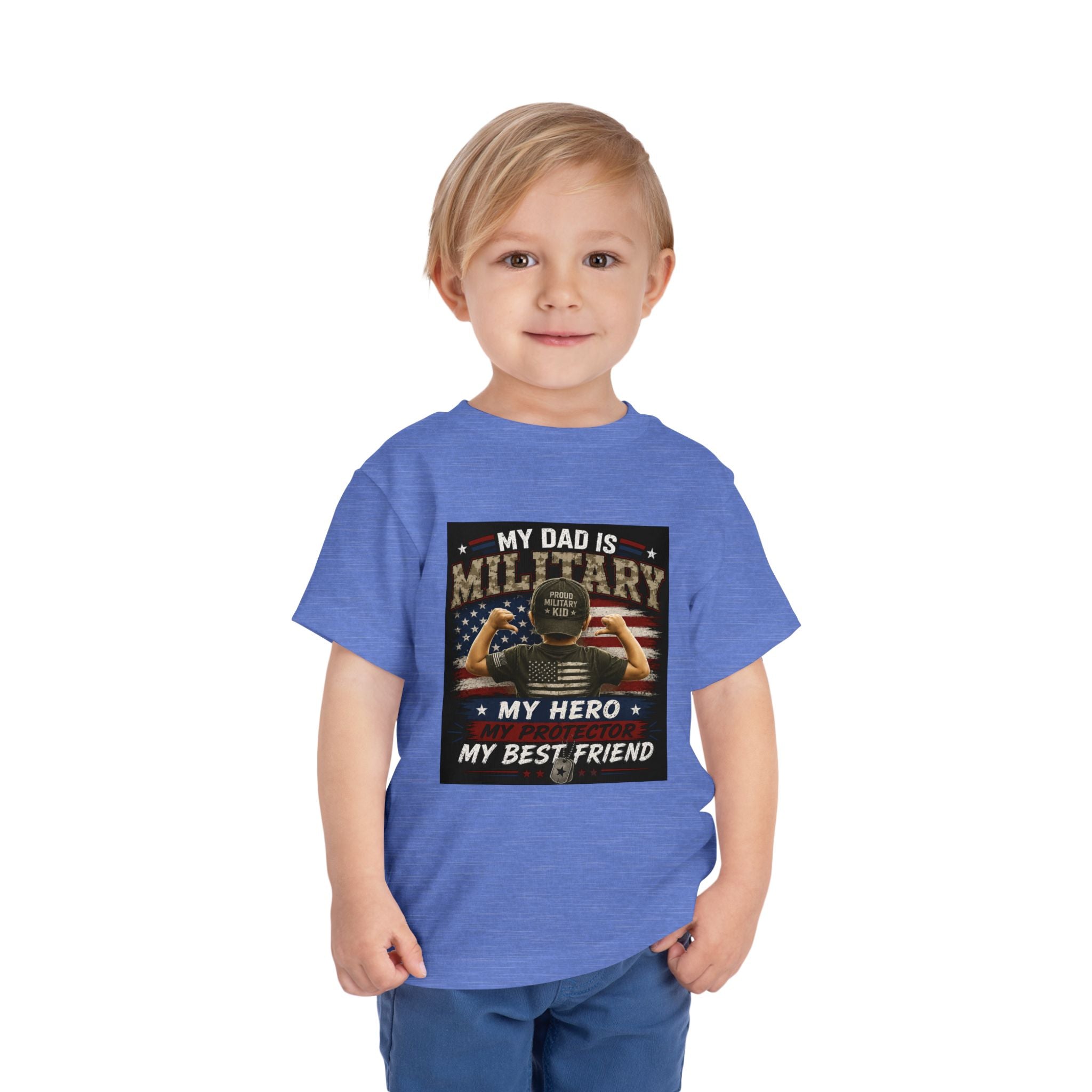 Toddler Tee - "My Dad is Military" Patriotic Hero Baby Shirt