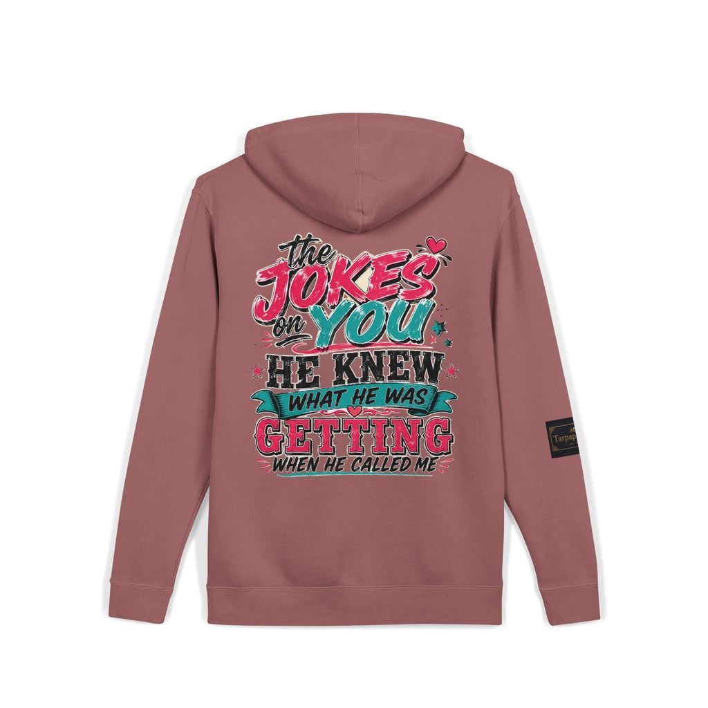 Pigment-Dyed Hoodie — "The Jokes on You" Retro Graphic Pullover