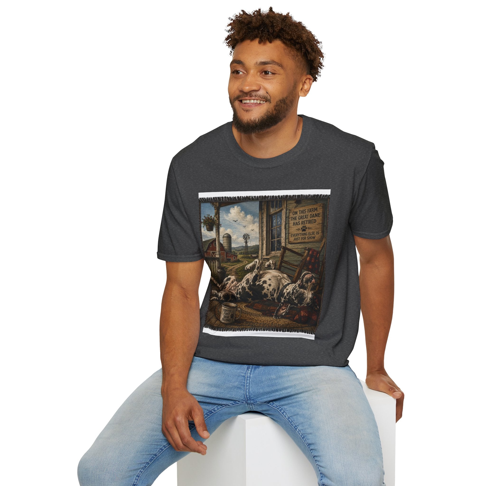 Great Dane Sleeping   Farmhouse Art T‑Shirt