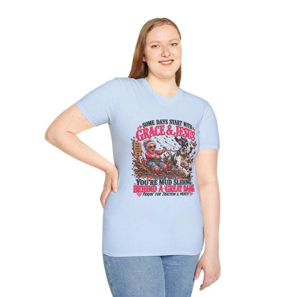 Great Dane Christian Mud Slide  Funny Graphic Tee