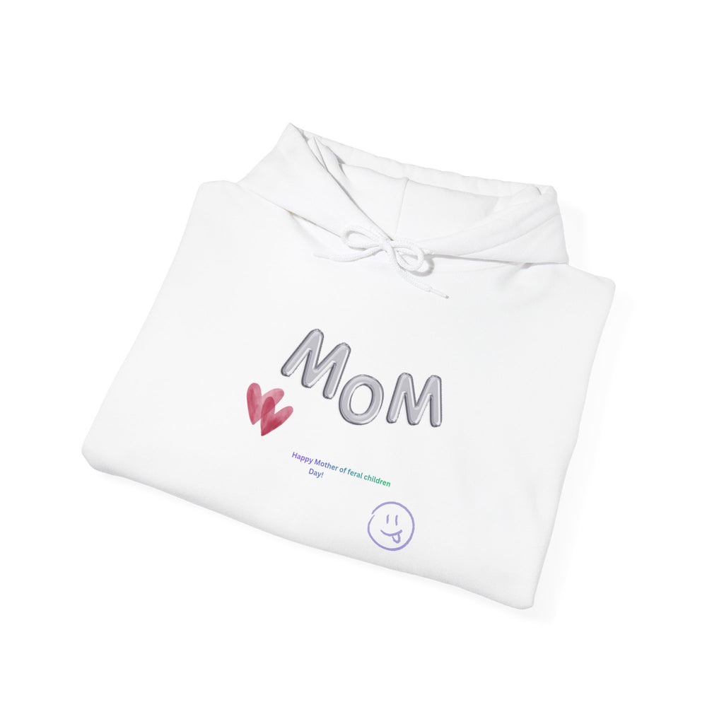 Mom Heart Graphic Hoodie – Cute Handwritten "MOM" Gift Pullover for Mother's Day