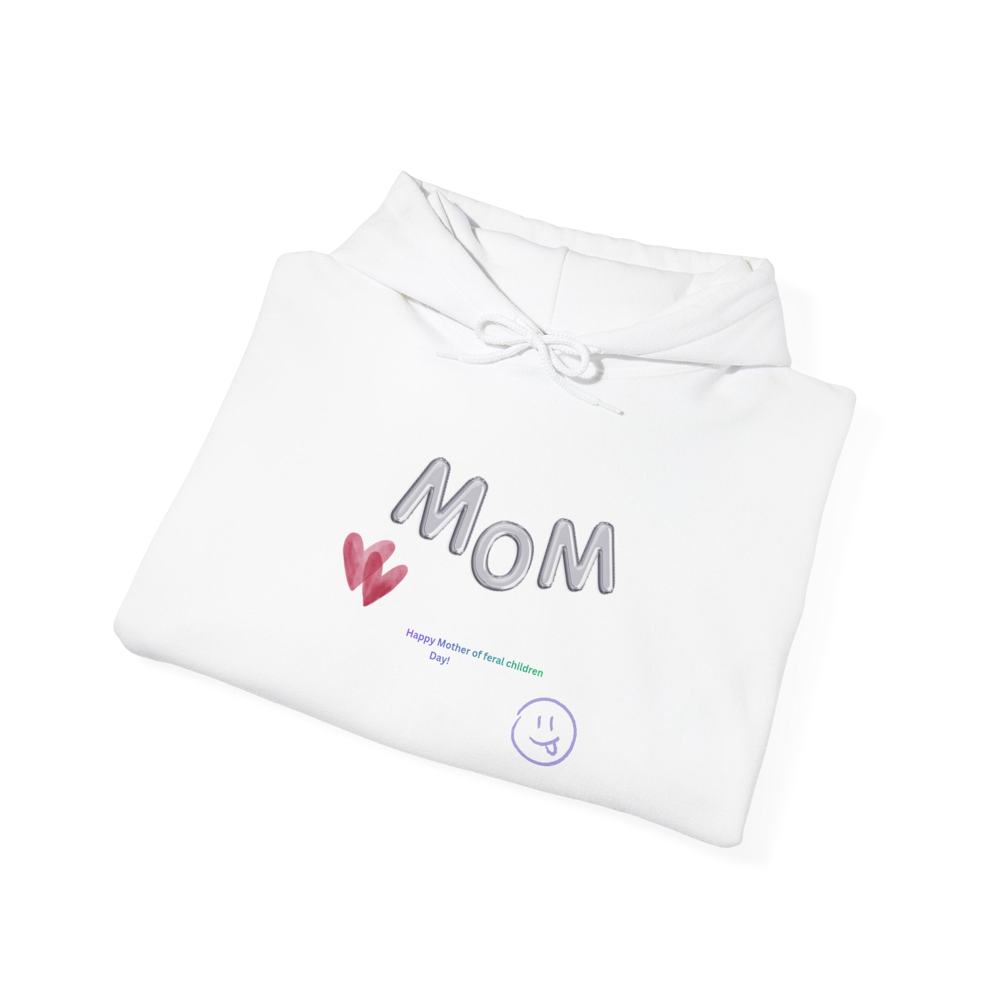 Mom Heart Graphic Hoodie – Cute Handwritten "MOM" Gift Pullover for Mother's Day