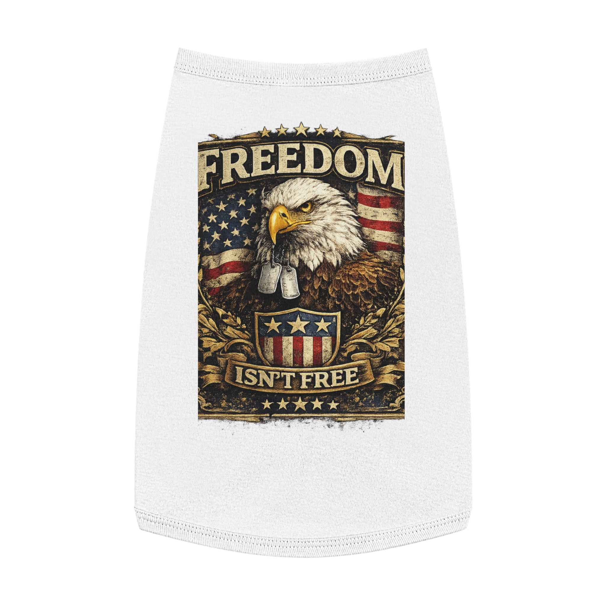 Patriotic Pet Tank Top — "Freedom Isn't Free" Eagle & American Flag